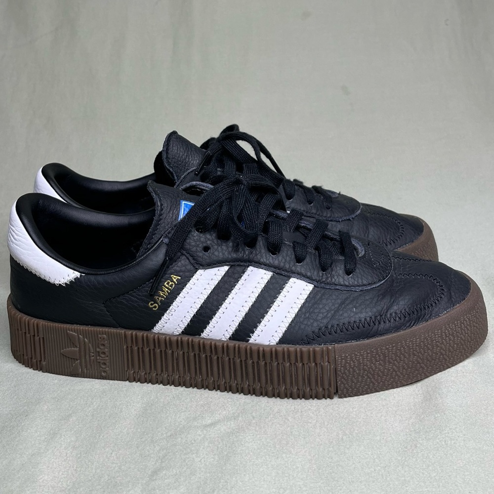 Adidas Sambarose Core Black platform sneaker size 7.5